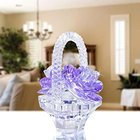 Crystal Flower Basket Figurine Collectable Ornament